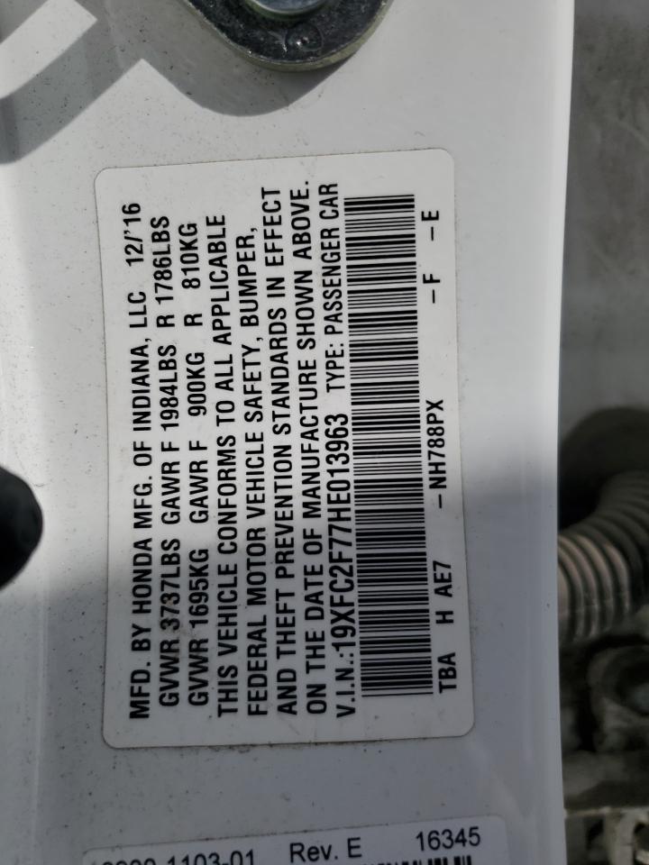 19XFC2F77HE013963 HONDA CIVIC 2017