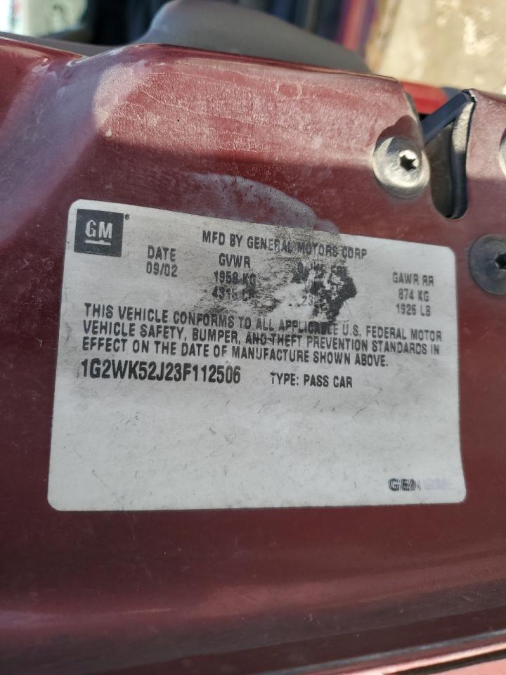 2003 Pontiac Grand Prix Se VIN: 1G2WK52J23F112506 Lot: 45169265
