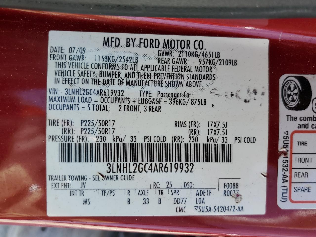 2010 Lincoln MKZ - Image 13