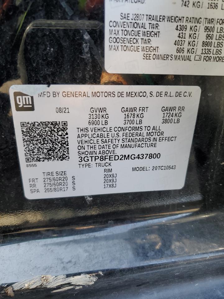 2021 GMC Sierra C1500 Denali VIN: 3GTP8FED2MG437800 Lot: 45085035