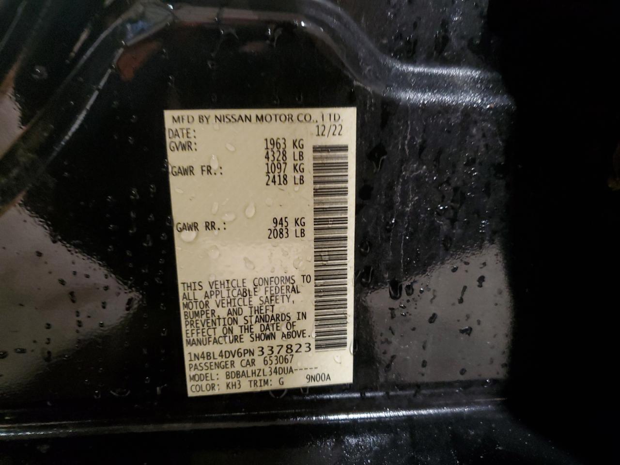 1N4BL4DV6PN337823 NISSAN ALTIMA 2023