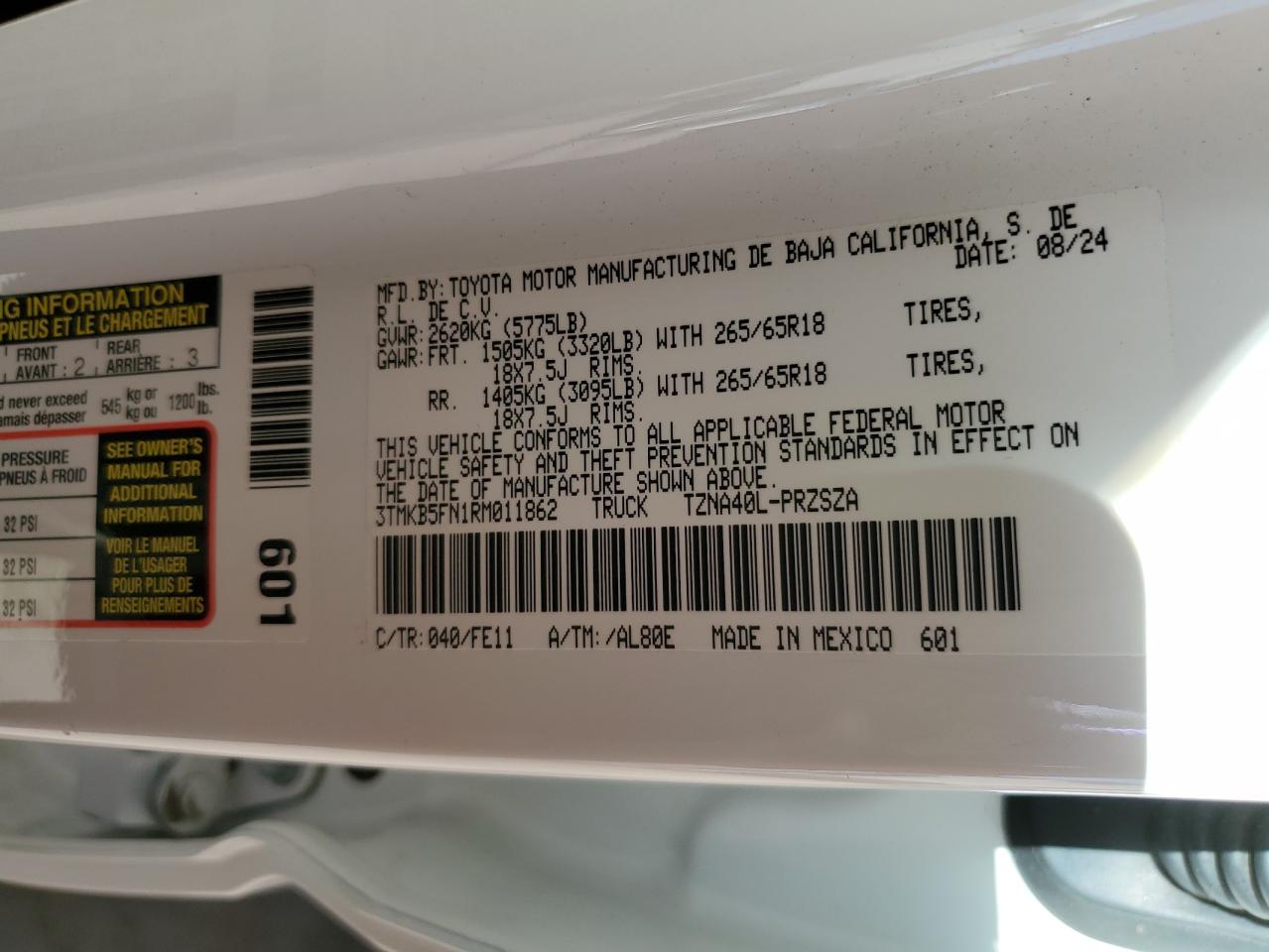 3TMKB5FN1RM011862 TOYOTA TACOMA 2024