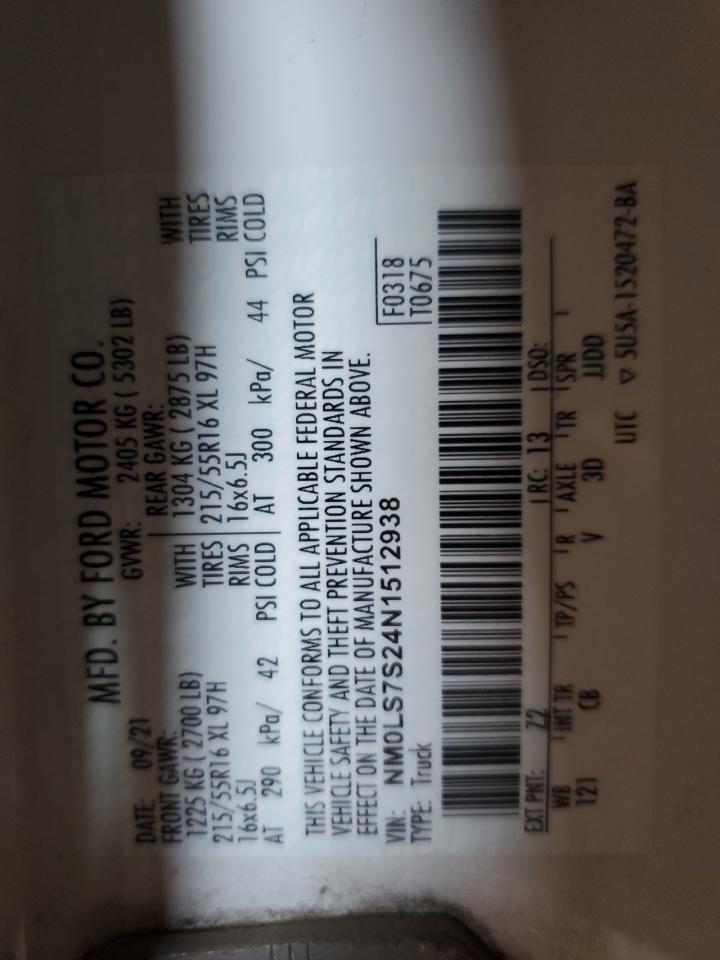 2022 Ford Transit Connect Xl VIN: NM0LS7S24N1512938 Lot: 46297255