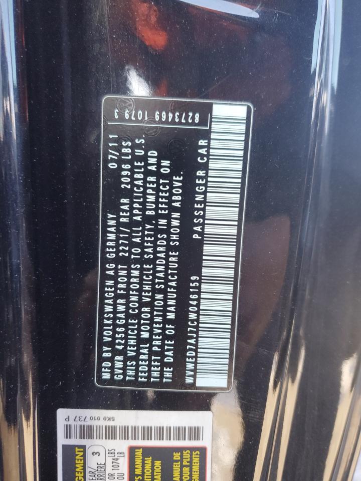 2012 Volkswagen Gti VIN: WVWED7AJ7CW046159 Lot: 45816345