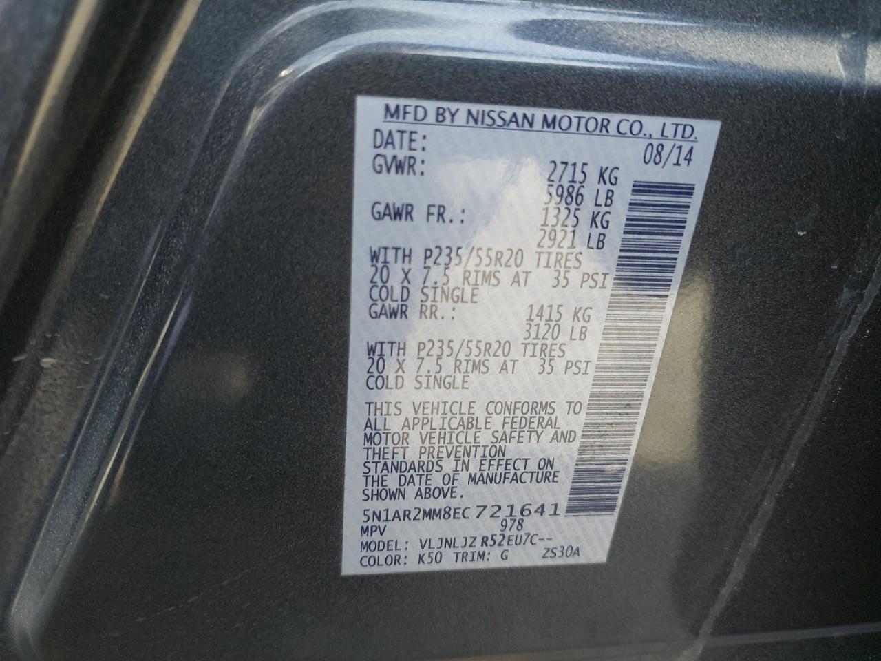 5N1AR2MM8EC721641 - 2014 Nissan Pathfinder - #44829395