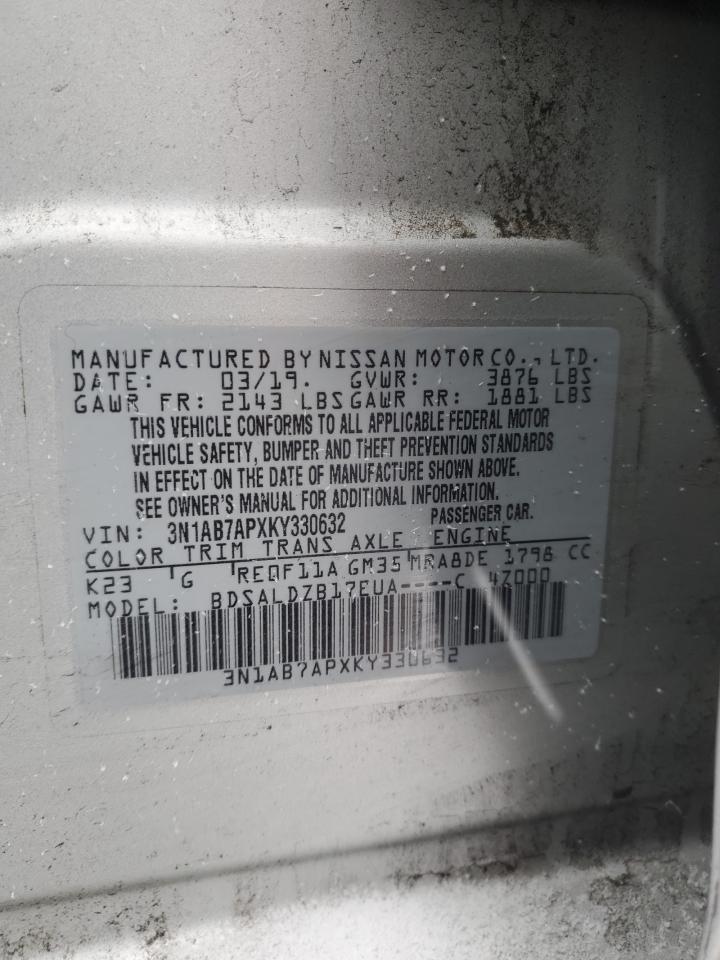 3N1AB7APXKY330632 NISSAN SENTRA 2019