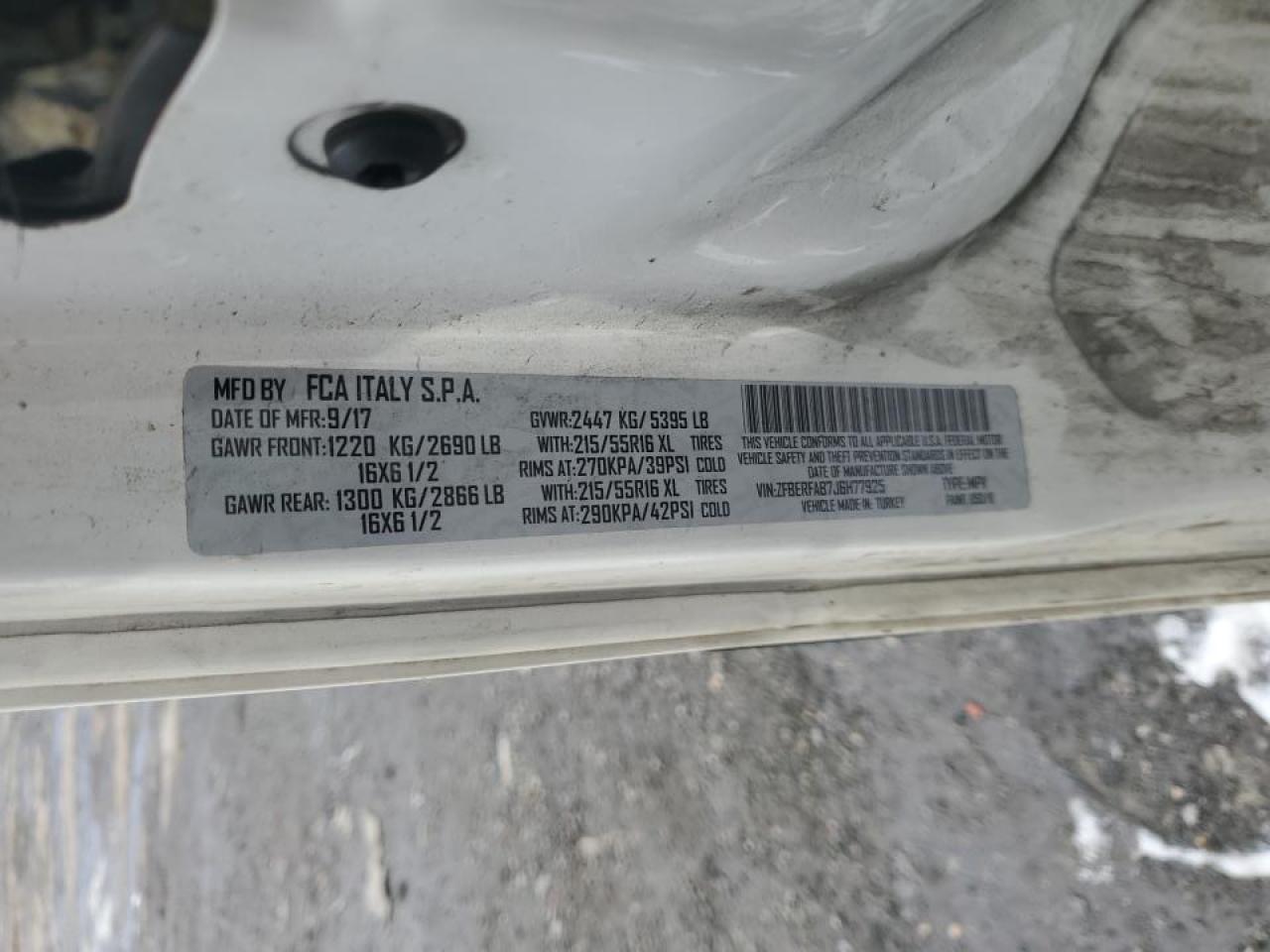 2018 Ram Promaster City VIN: ZFBERFAB7J6H77925 Lot: 46215635