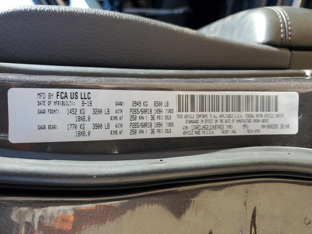 2018 Dodge Durango Sxt VIN: 1C4RDJAG2JC497453 Lot: 55954795