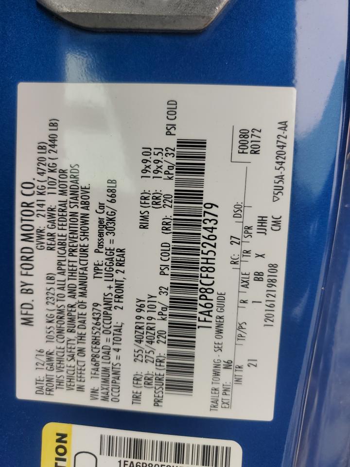 1FA6P8CF8H5264379 FORD MUSTANG 2017