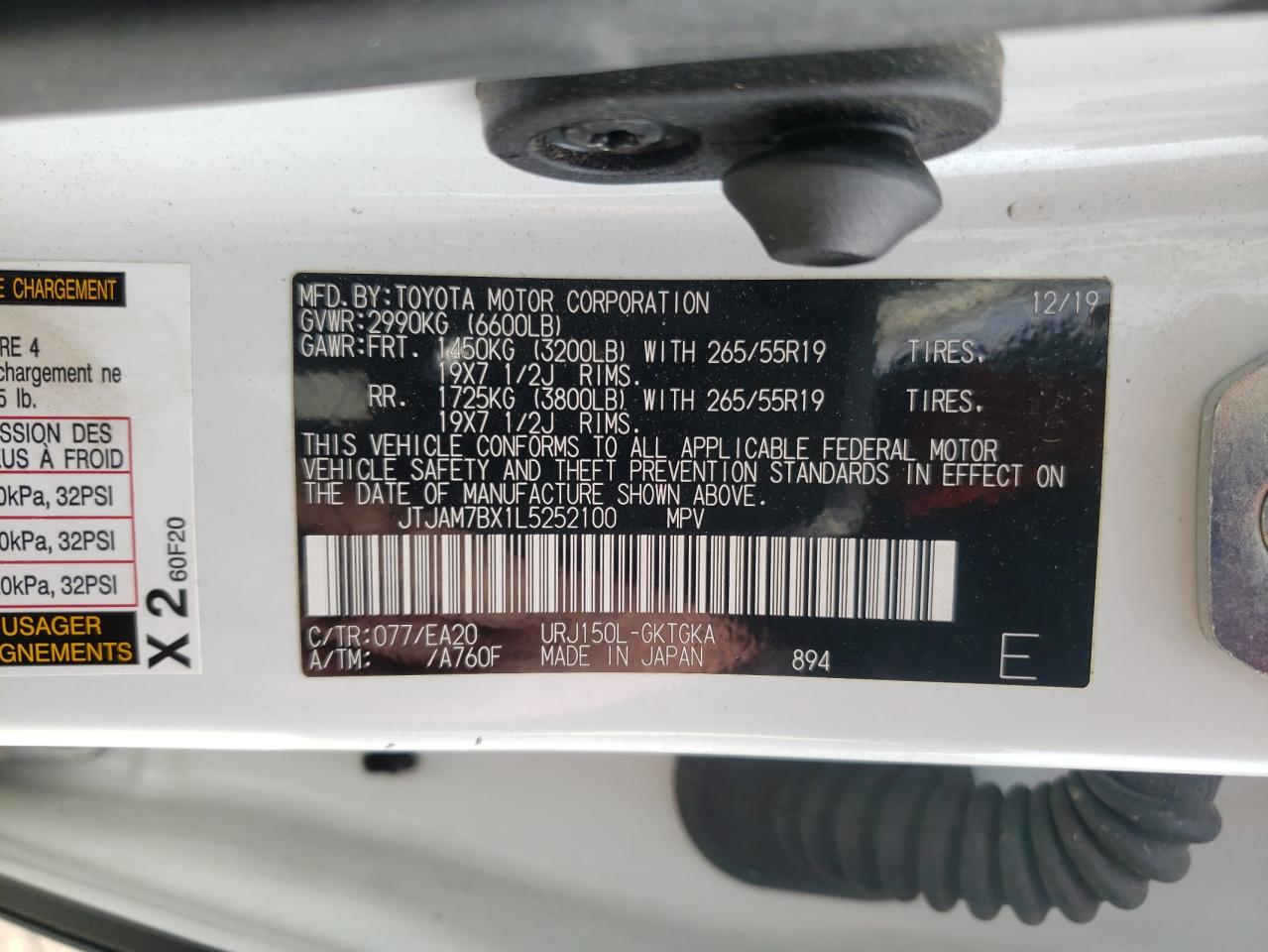 2020 Lexus Gx 460 Premium VIN: JTJAM7BX1L5252100 Lot: 45729065