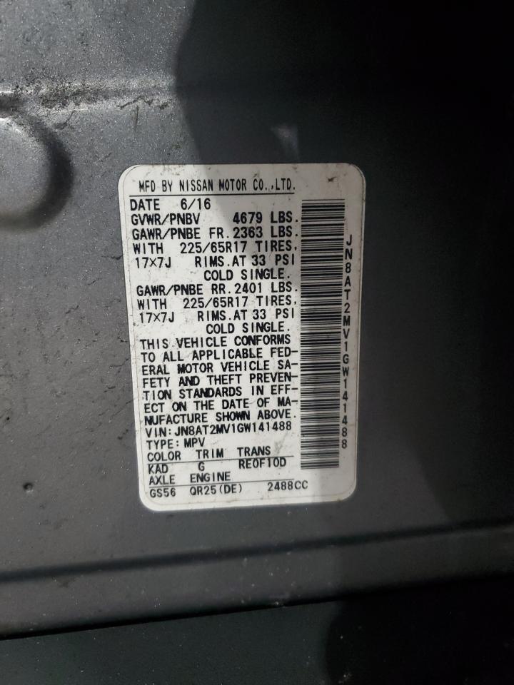 JN8AT2MV1GW141488 NISSAN ROGUE 2016