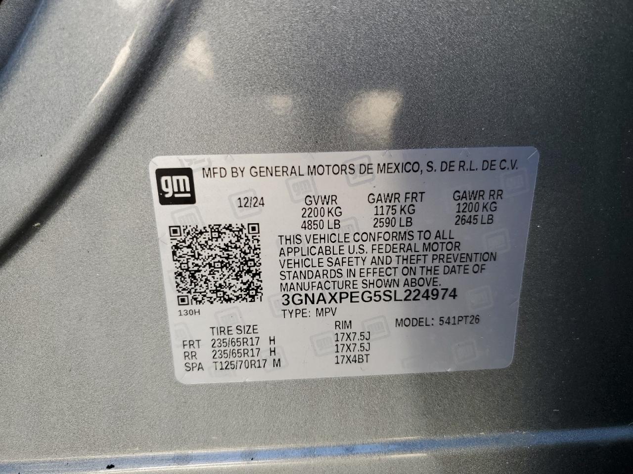3GNAXPEG5SL224974 CHEVROLET EQUINOX 2025
