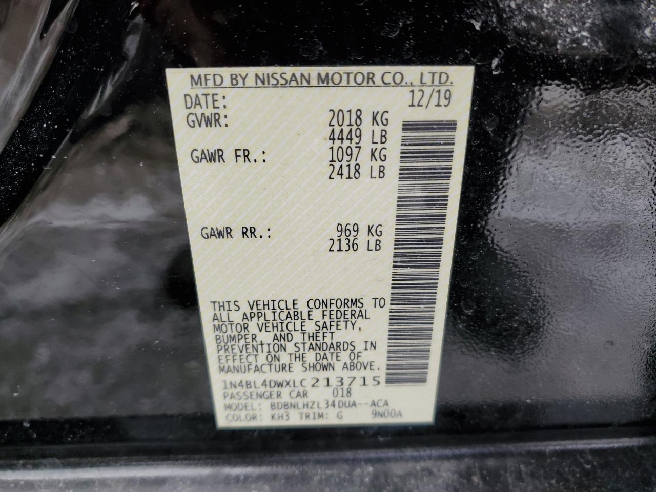 1N4BL4DWXLC213715 NISSAN ALTIMA 2020