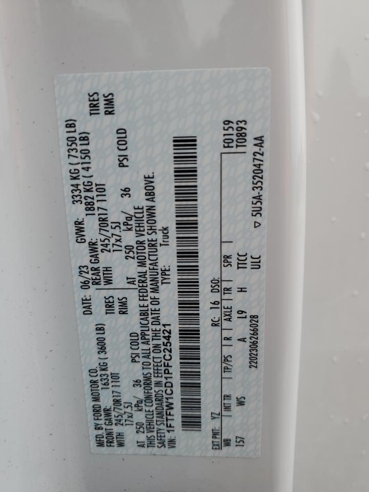 1FTFW1CD1PFC25421 FORD F-150 2023