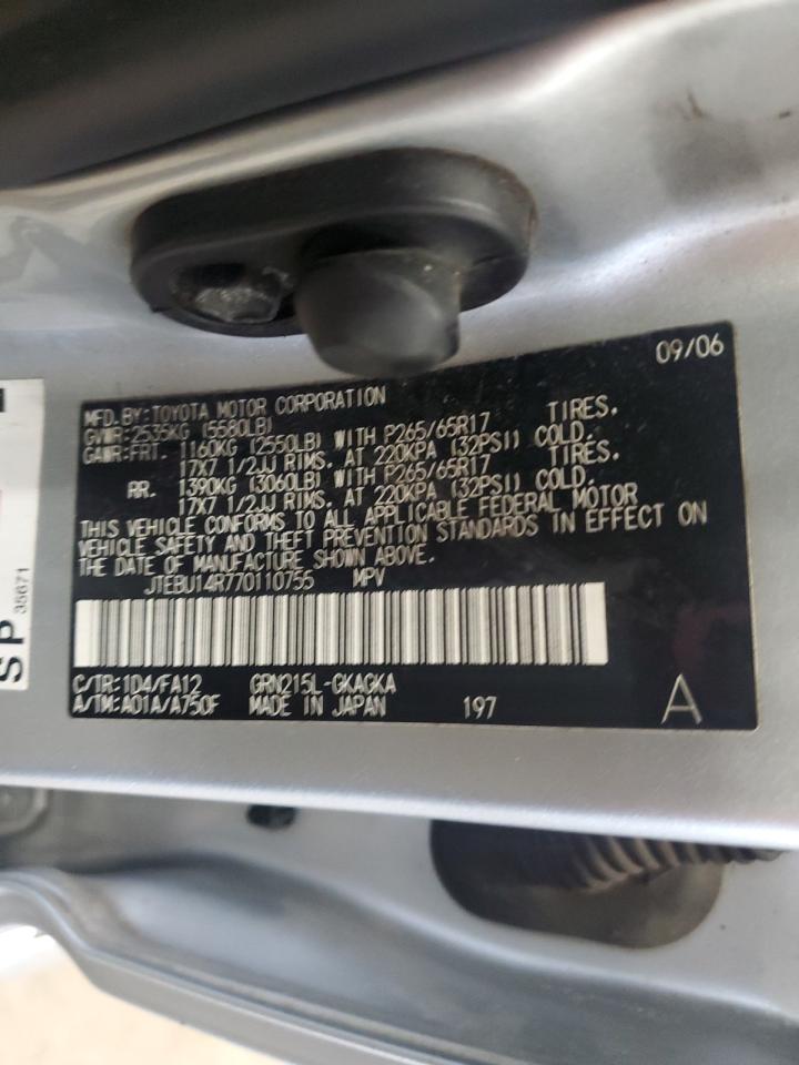 2007 Toyota 4 Runner VIN: 110755 Lot: 46215195