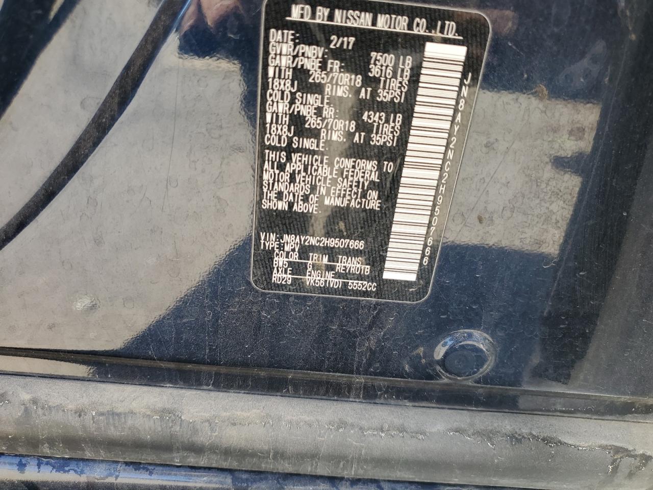 JN8AY2NC2H9507666 NISSAN ARMADA 2017