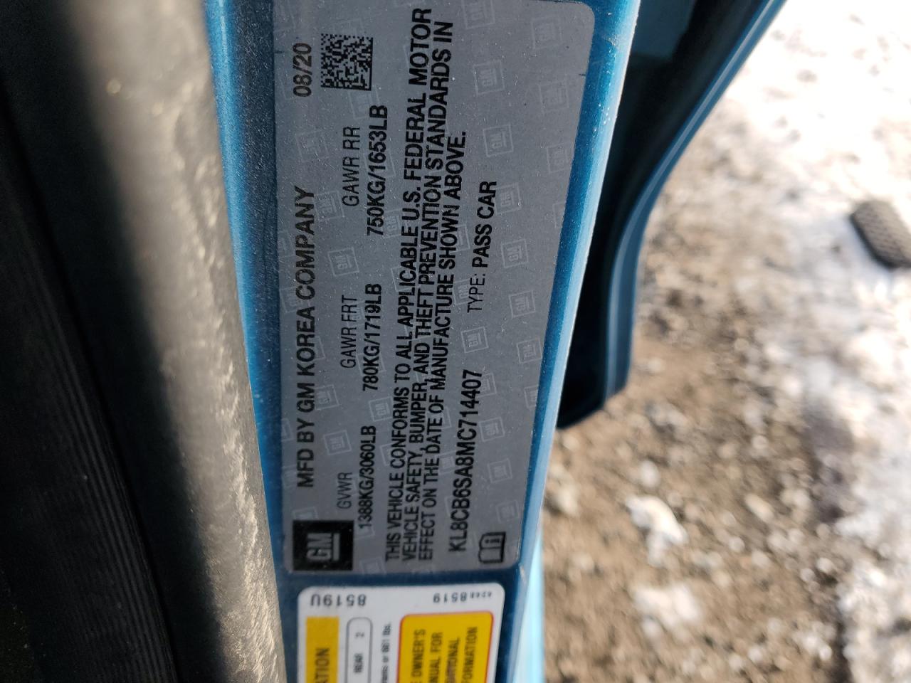 KL8CB6SA8MC714407 CHEVROLET SPARK 2021