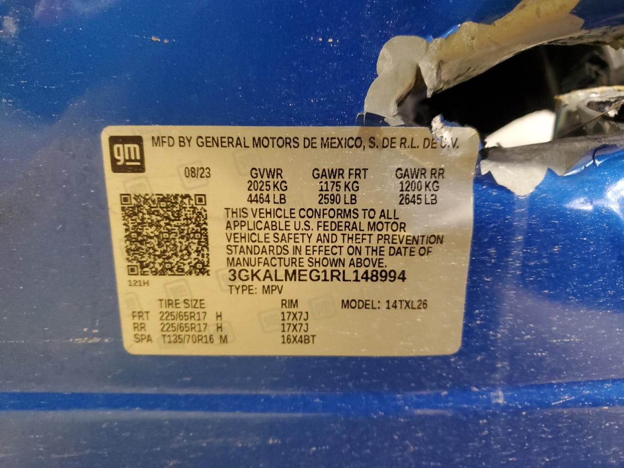 2024 GMC Terrain Sle VIN: 3GKALMEG1RL148994 Lot: 45586625