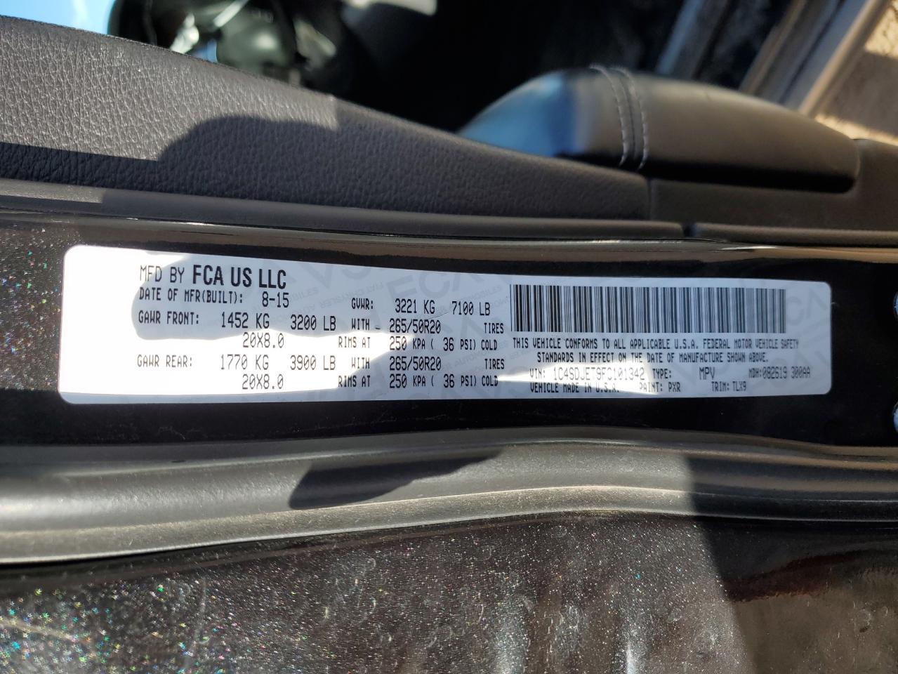 2015 Dodge Durango Citadel VIN: 1C4SDJET9FC101342 Lot: 47074875