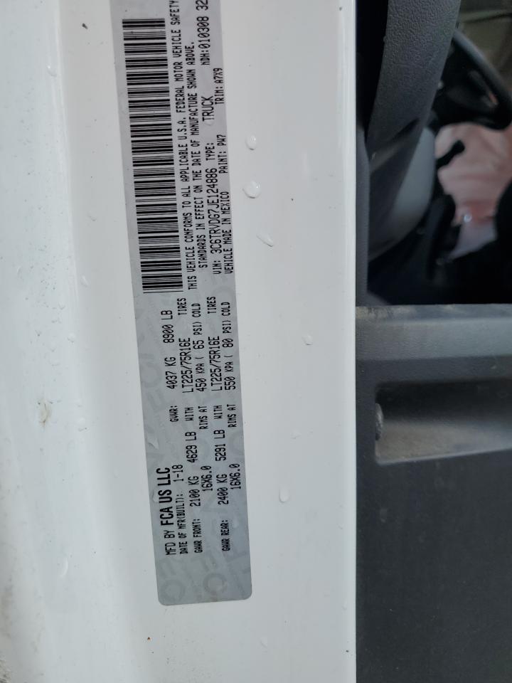 2018 Ram Promaster 2500 2500 High VIN: 3C6TRVDG7JE124886 Lot: 42617365