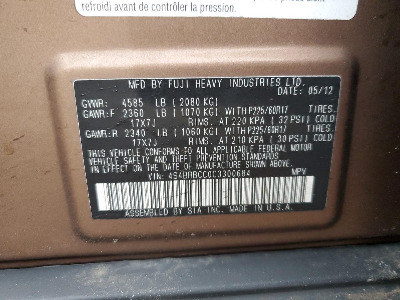 2012 Subaru Outback - Image 15