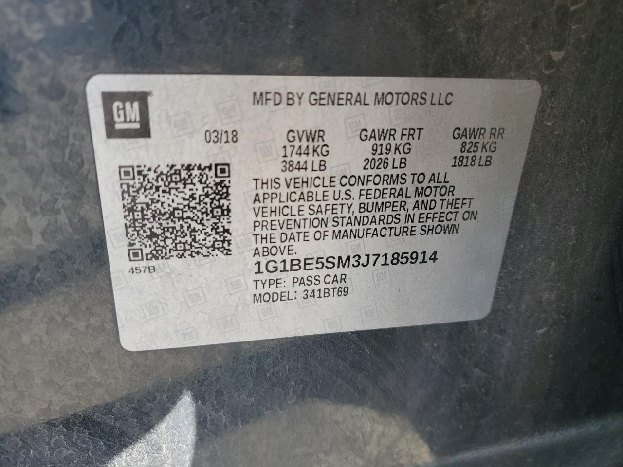1G1BE5SM3J7185914 CHEVROLET CRUZE 2018