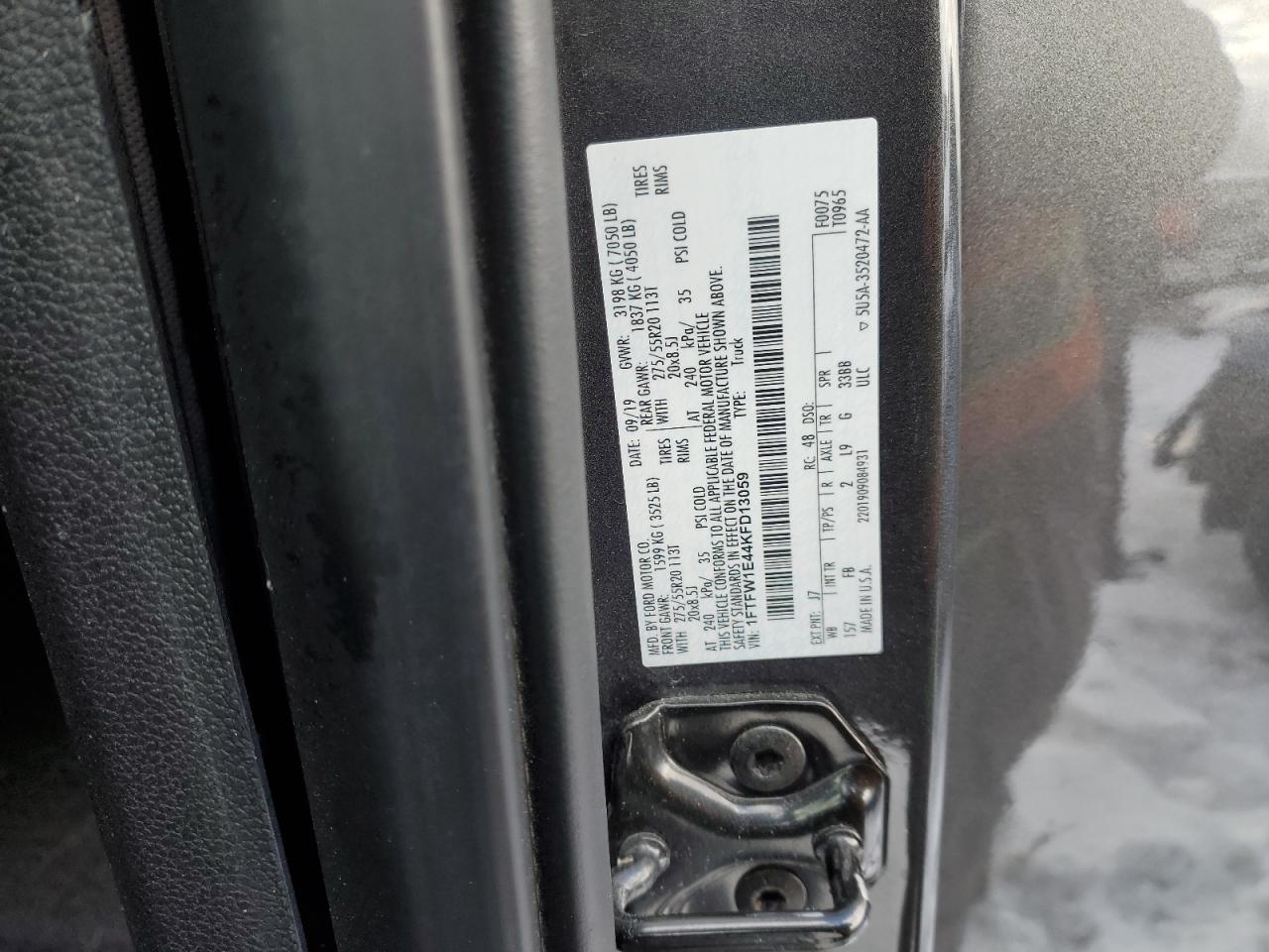 1FTFW1E44KFD13059 FORD F-150 2019