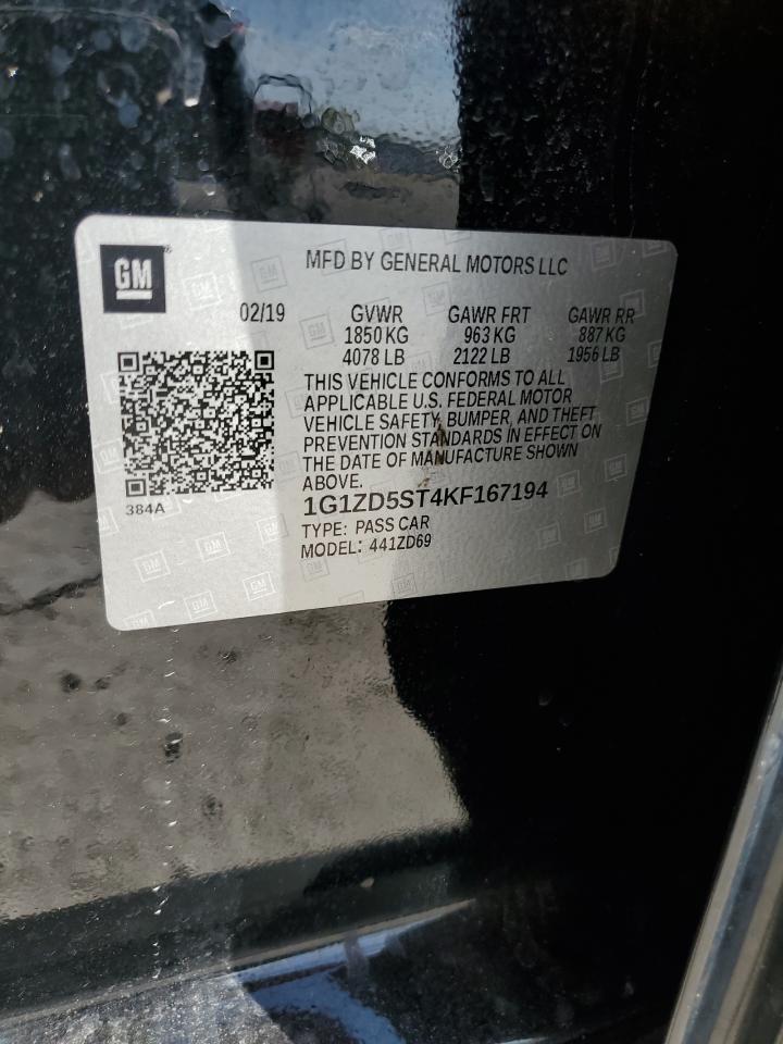 1G1ZD5ST4KF167194 CHEVROLET MALIBU 2019