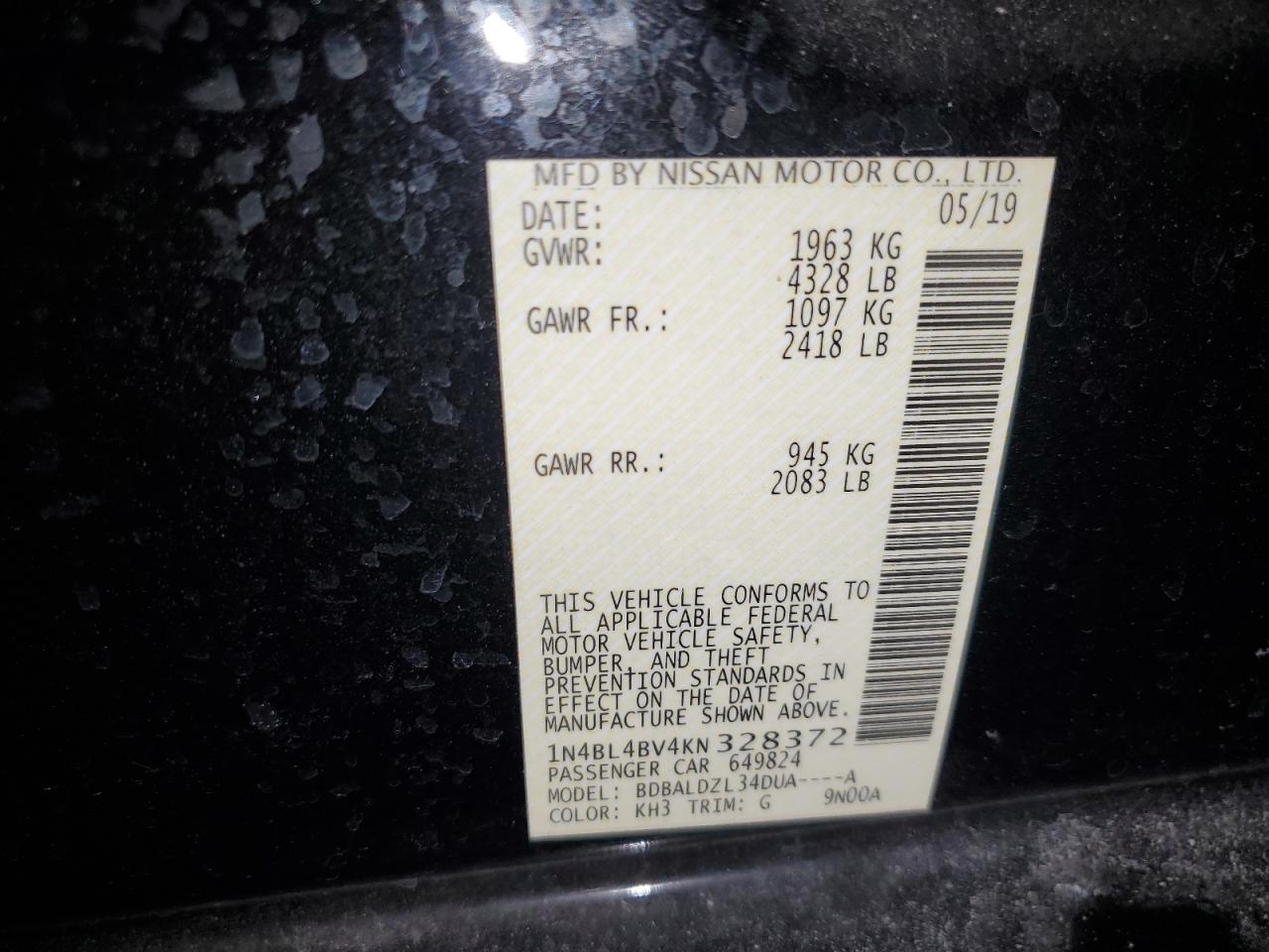 1N4BL4BV4KN328372 NISSAN ALTIMA 2019