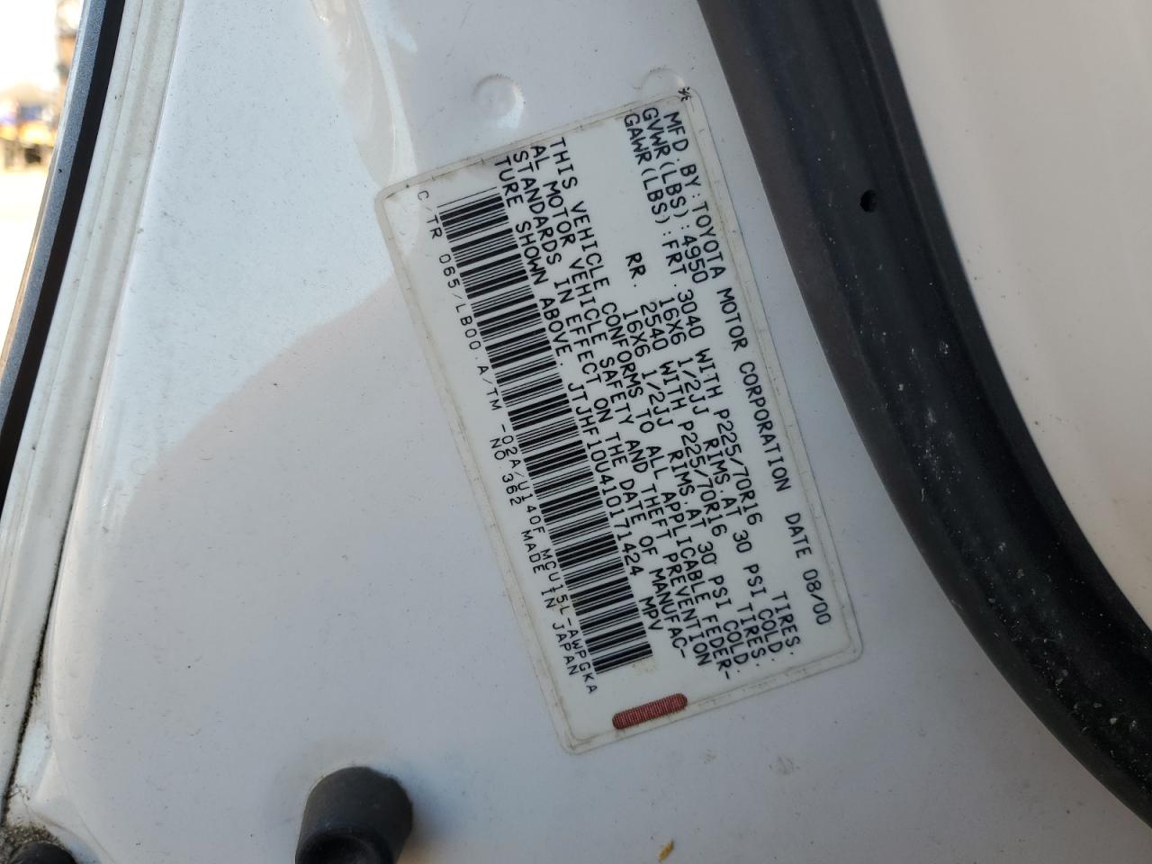 2001 Lexus Rx 300 VIN: JTJHF10U410171424 Lot: 46814695