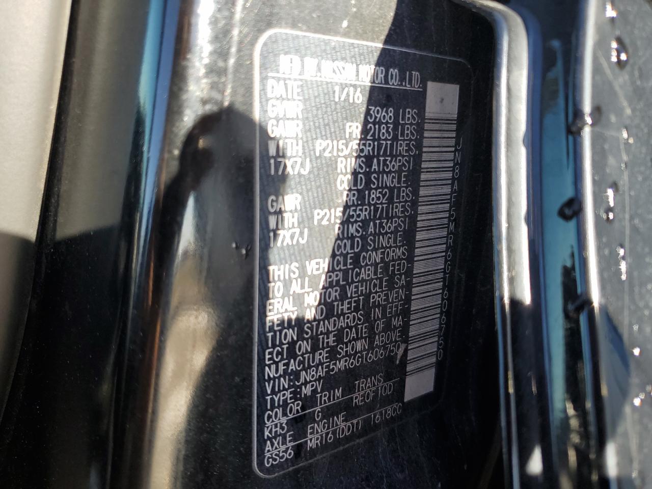 JN8AF5MR6GT606750 NISSAN JUKE 2016