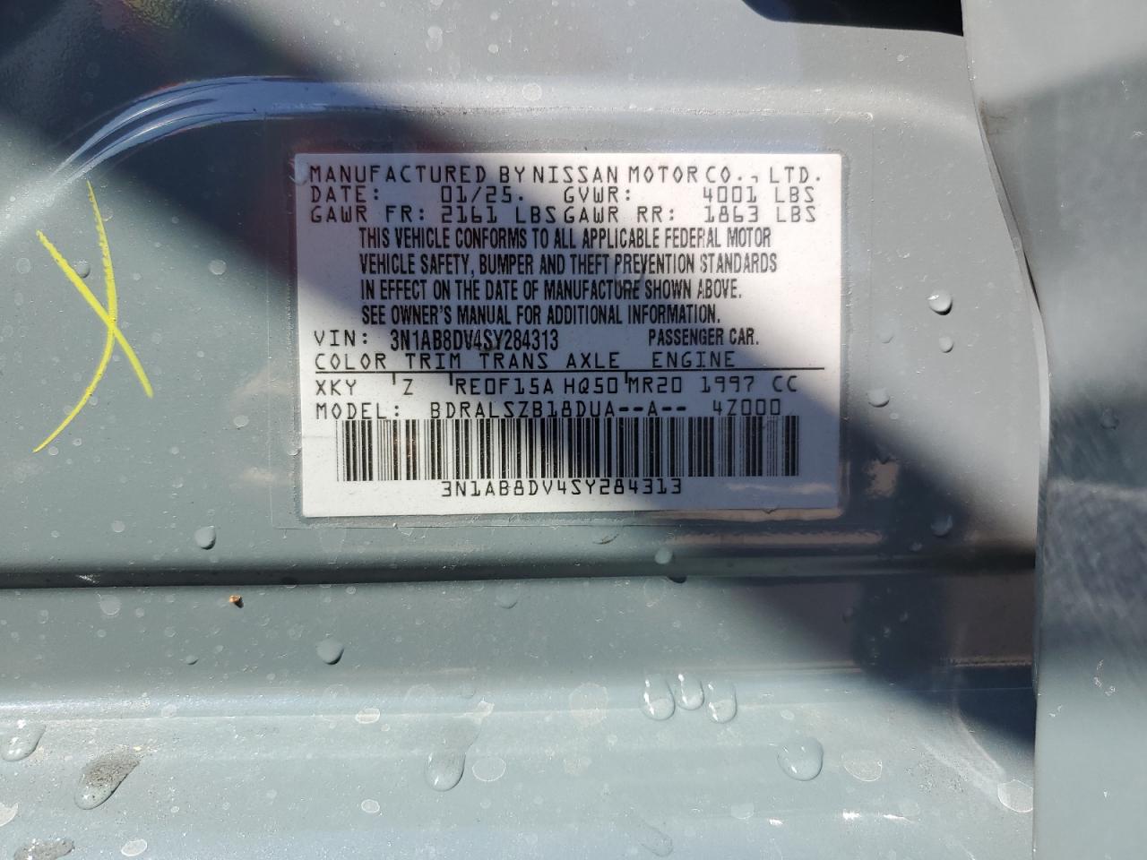 3N1AB8DV4SY284313 NISSAN SENTRA 2025