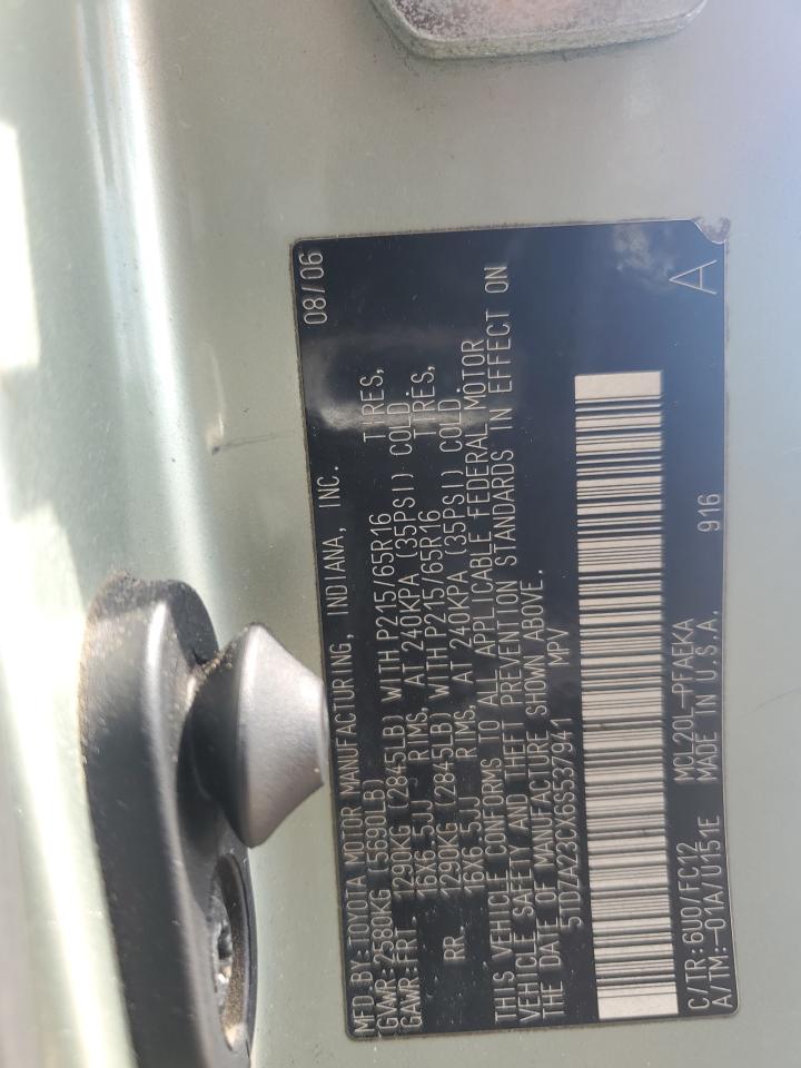 2006 Toyota Sienna Ce VIN: 5TDZA23CX6S537941 Lot: 50724905