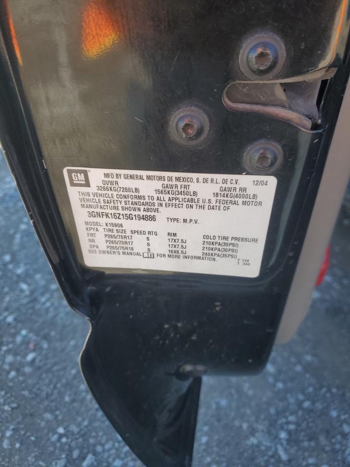 2005 Chevrolet Suburban K1500 VIN: 3GNFK16Z15G194886 Lot: 43976625