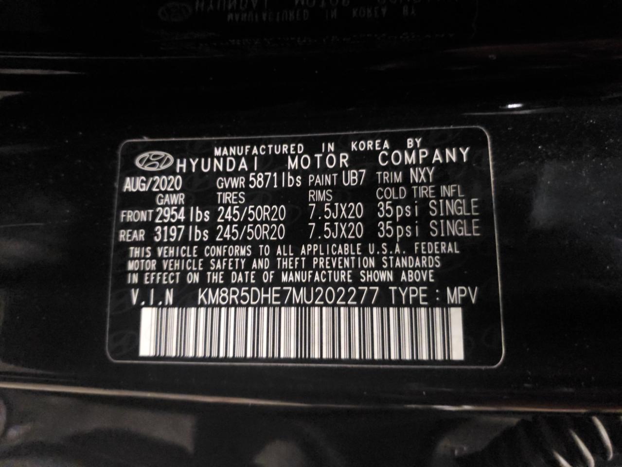 2021 Hyundai Palisade Limited VIN: KM8R5DHE7MU202277 Lot: 45763895