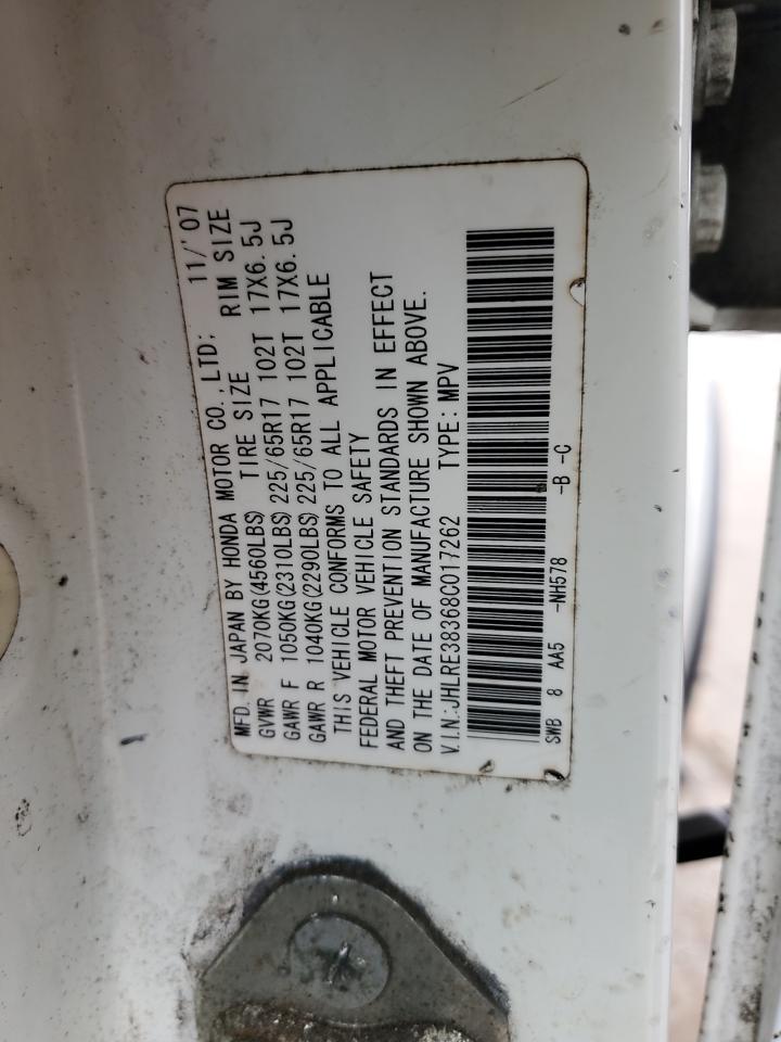 2008 Honda Cr-V Lx VIN: JHLRE38368C017262 Lot: 56283595