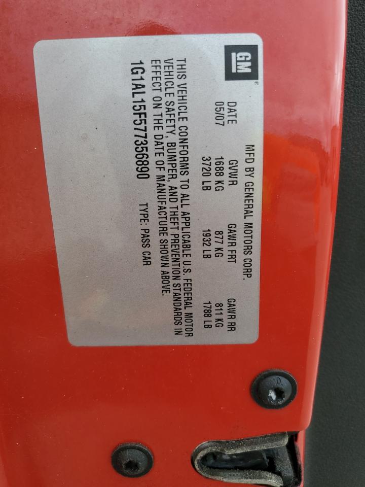 2007 Chevrolet Cobalt Lt VIN: 1G1AL15F577356890 Lot: 44304595