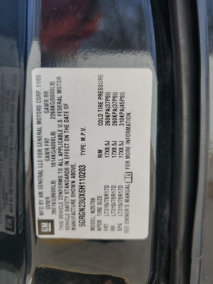 2006 Hummer H2 VIN: 5GRGN23UX6H110203 Lot: 43795195