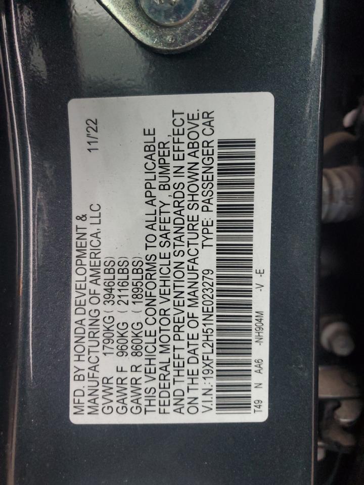 19XFL2H51NE023279 HONDA CIVIC 2022