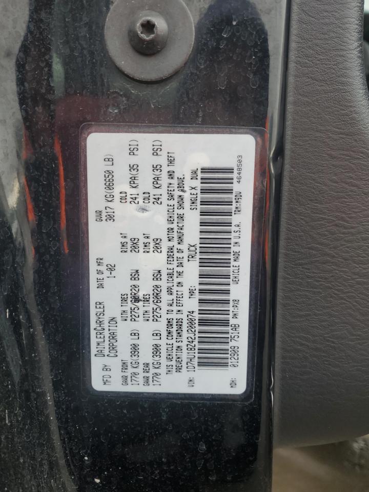 2002 Dodge Ram 1500 VIN: 1D7HU18Z42J00074 Lot: 43564435