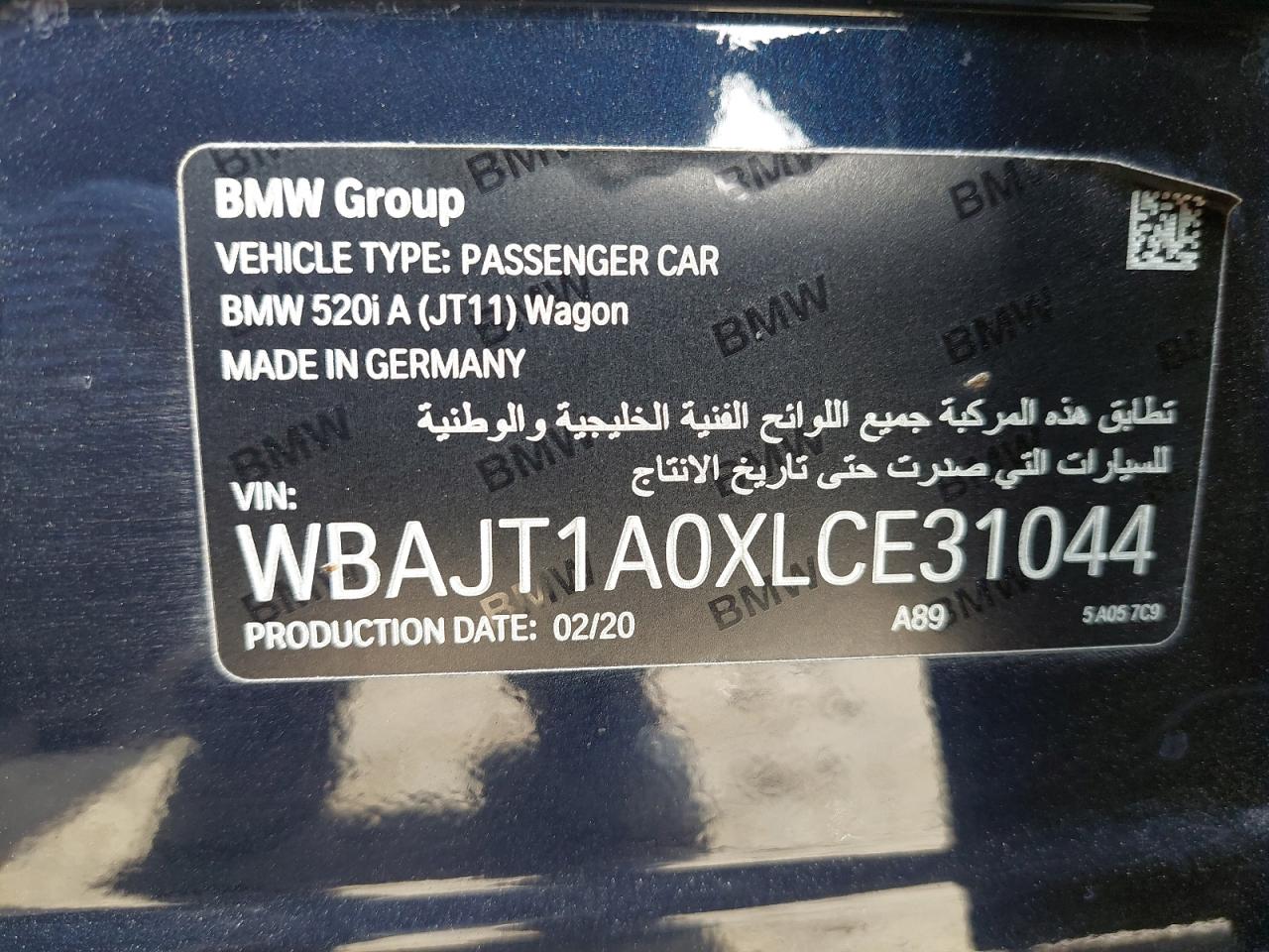 WBAJT1A0XLCE31044 - 2020 Bmw 520I - #44868545