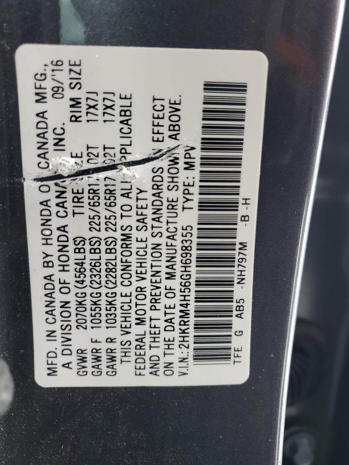 2HKRM4H56GH698355 HONDA CRV 2016