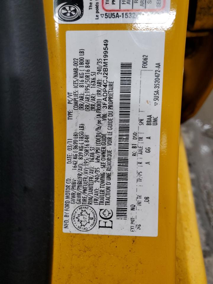 2011 Ford Fiesta Sel VIN: 3FADP4CJ2BM199549 Lot: 46921445