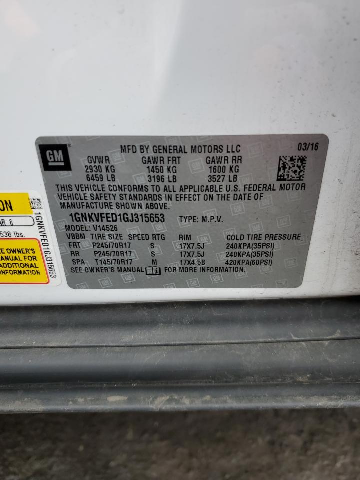 2016 Chevrolet Traverse Ls VIN: 1GNKVFED1GJ315653 Lot: 58545315