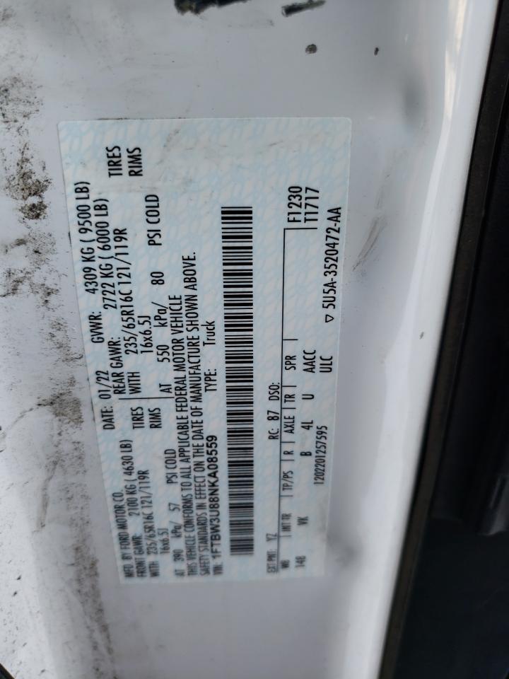 1FTBW3U88NKA08559 FORD TRANSIT 2022
