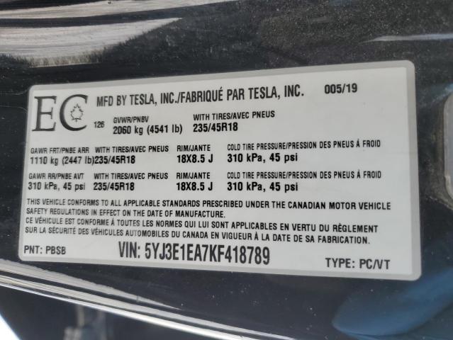 2019 TESLA MODEL 3 