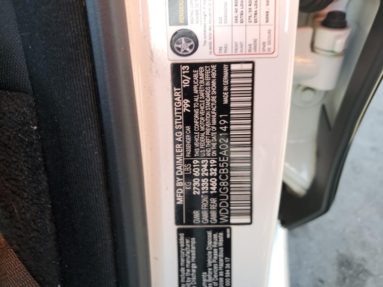 2014 Mercedes-Benz S 550 VIN: WDDUG8CB5EA021491 Lot: 46331635