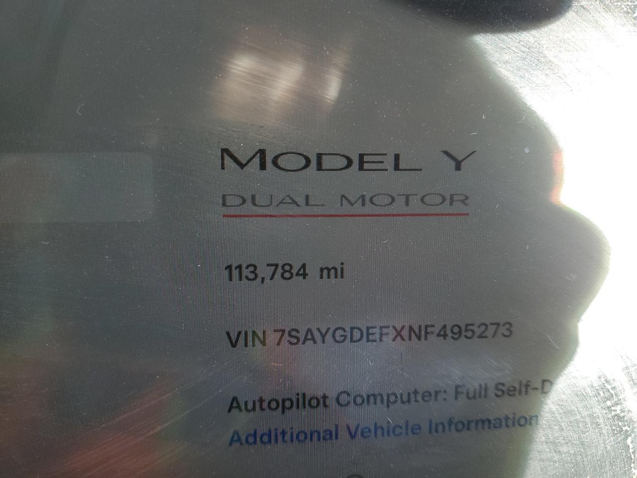 2022 Tesla Model Y VIN: 7SAYGDEFXNF495273 Lot: 66205115