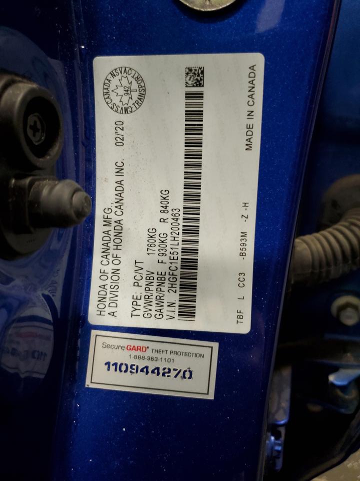 2020 Honda Civic Si VIN: 2HGFC1E51LH200463 Lot: 44009295