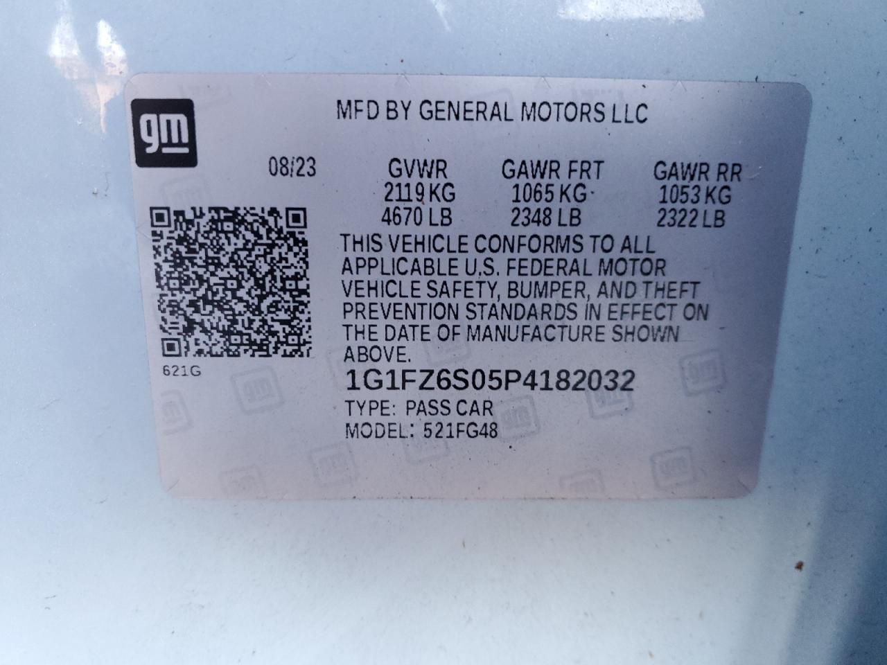 1G1FZ6S05P4182032 CHEVROLET BOLT 2023